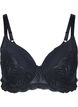 Underwire bra with padding and lace, Black, Packshot image number 0