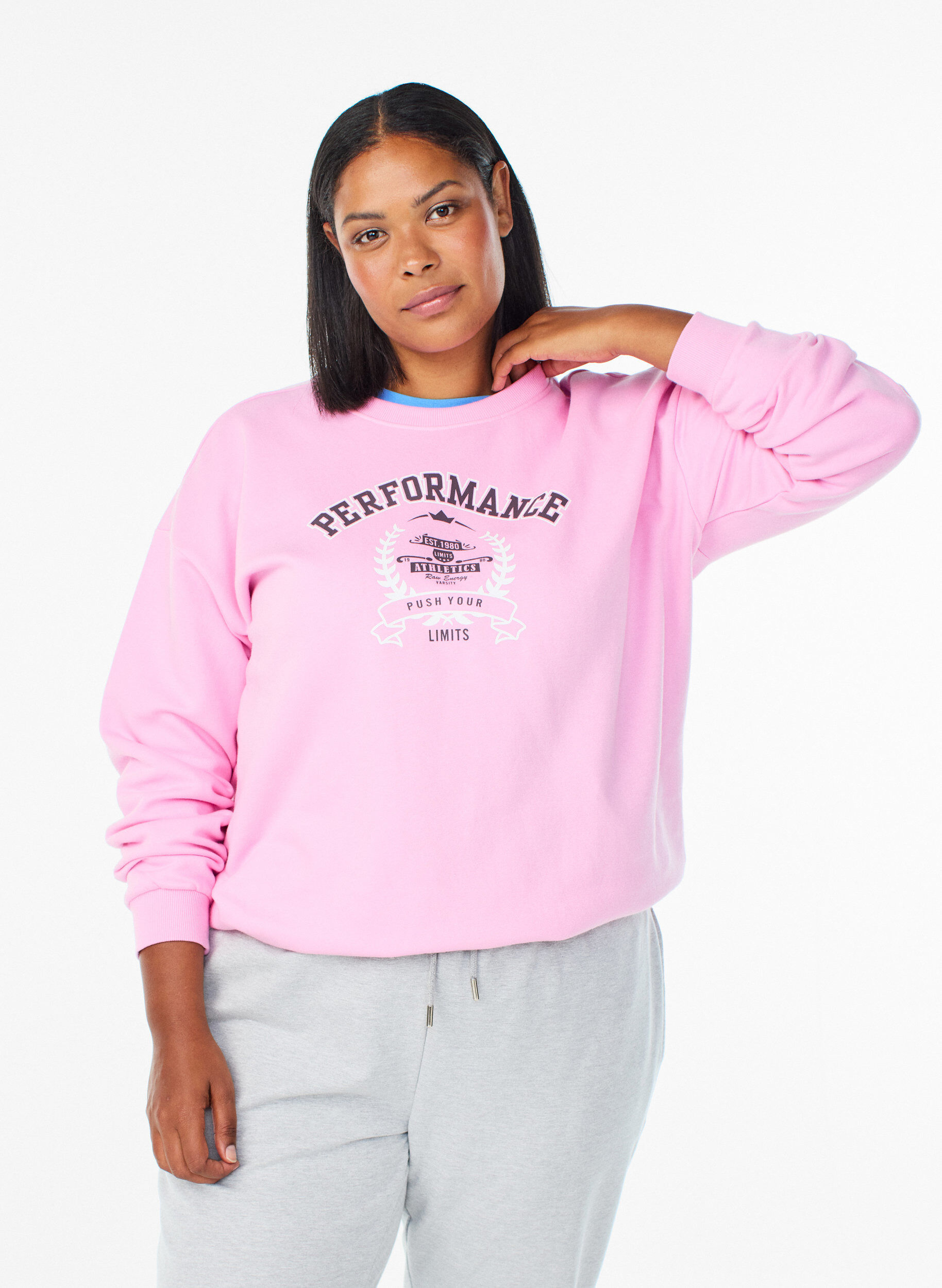 Sweatshirt with text print, Pink, Model