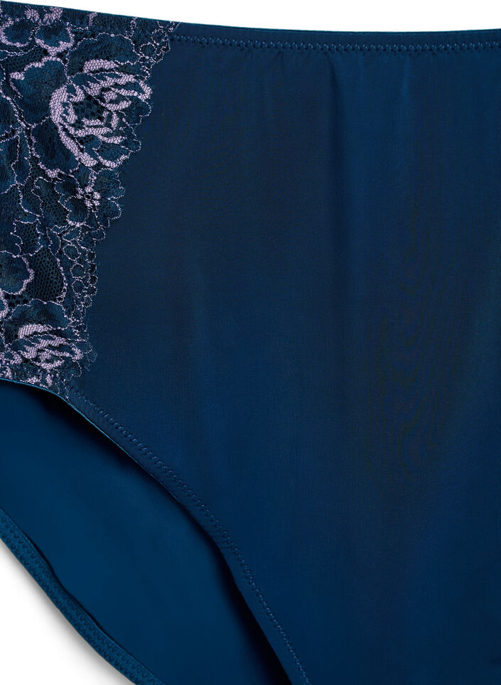 Microfiber panties with lace and a regular waist, Blue, Packshot image number 2