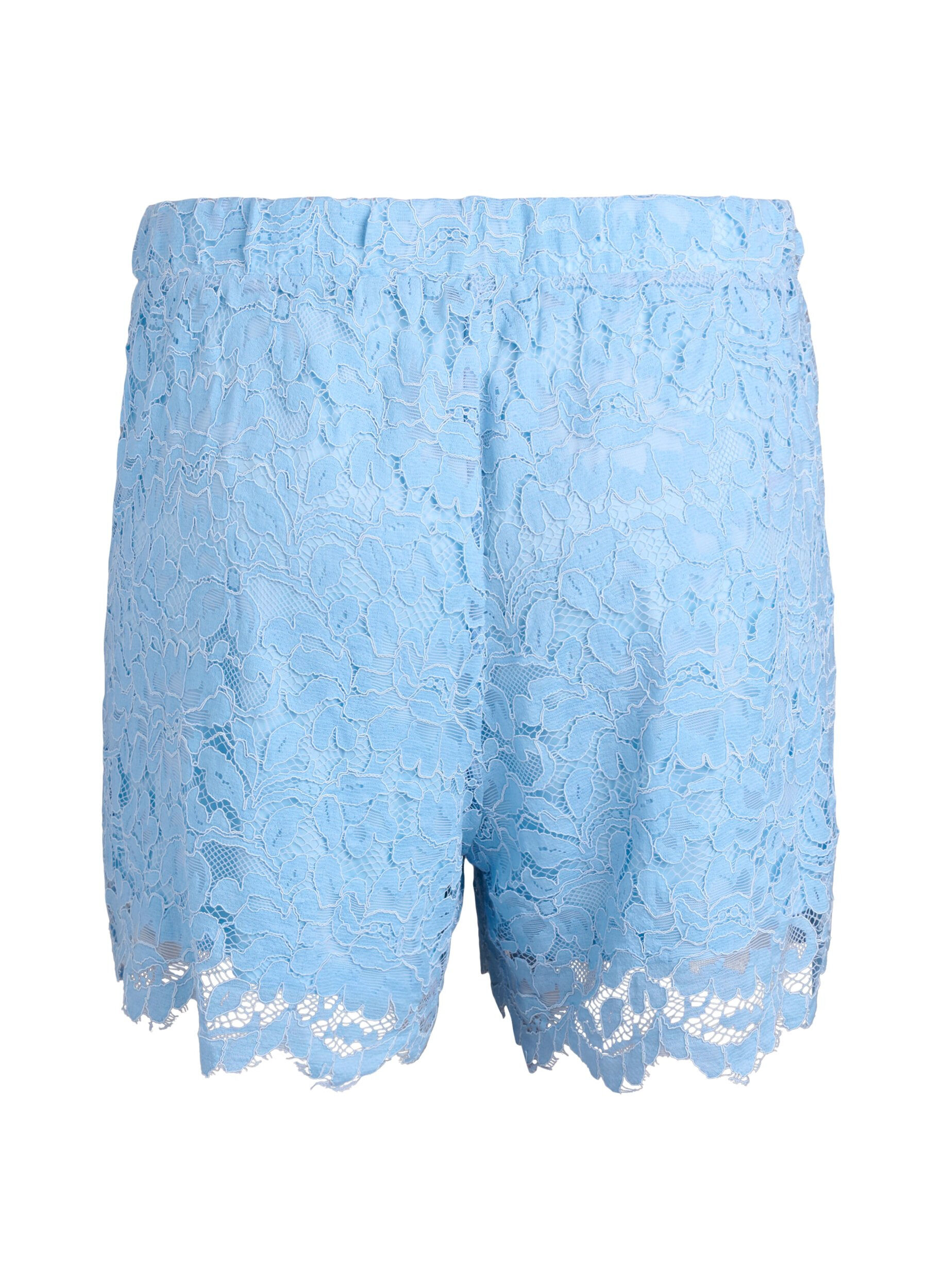Zizzifashion Lace shorts with high waist and pockets, Blue, Packshot image number 1