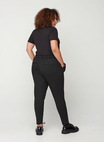 Croped maddison fit trousers with stripes, Black w lurex, Model image number 0