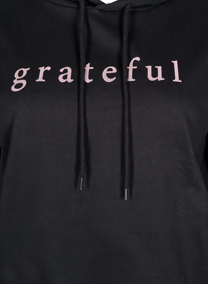 Sweatshirt with hood and print, Black, Packshot image number 2