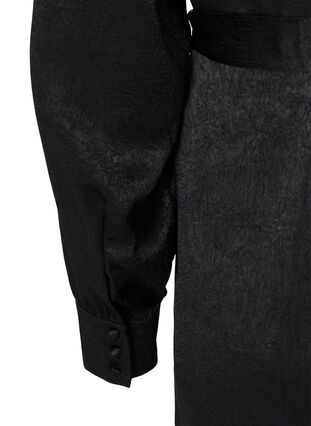 Textured dress with puff sleeves, Black, Packshot image number 3