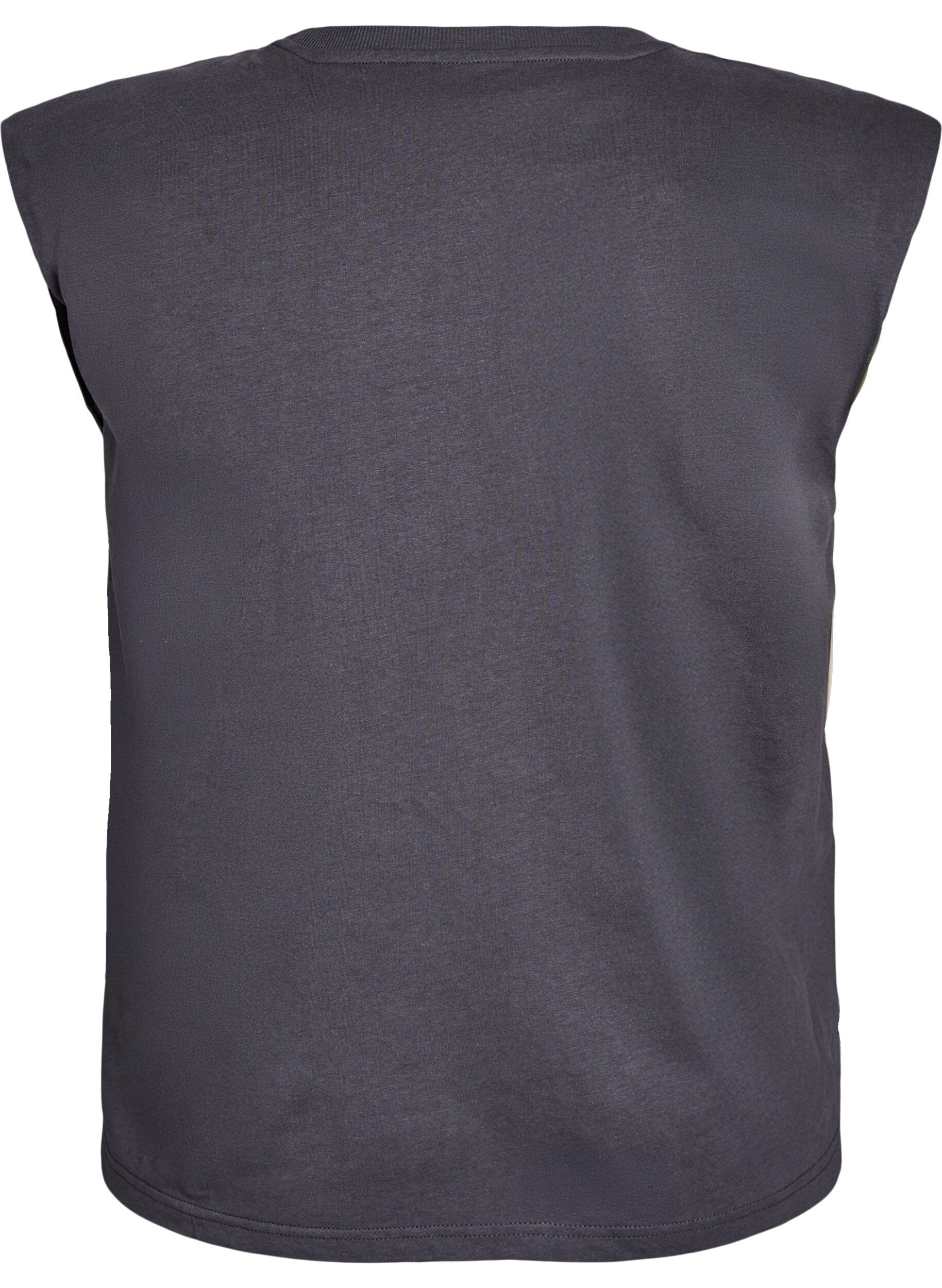 Zizzifashion Sleeveless jersey blouse with shoulder pads, Dark Grey, Packshot image number 1