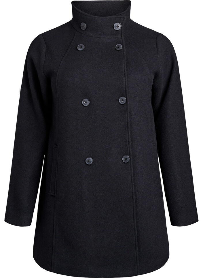 Short coat with A-line shape, Black, Packshot image number 0