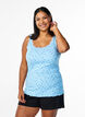 Top with print and lace edge, Light Blue, Model image number 0