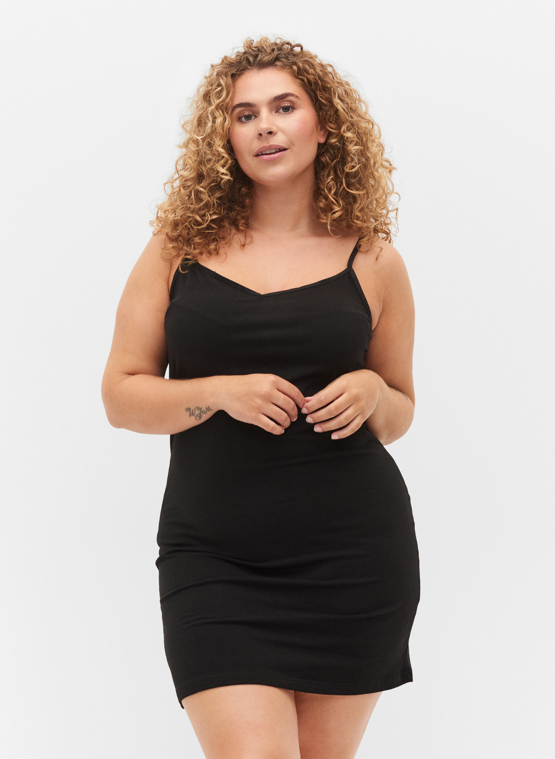 Long basic cotton top , Black, Model