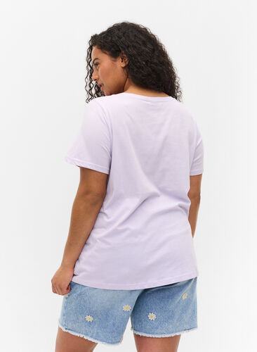 Cotton t-shirt with a-line cut and print, Thistle Fl. Picture, Model image number 1