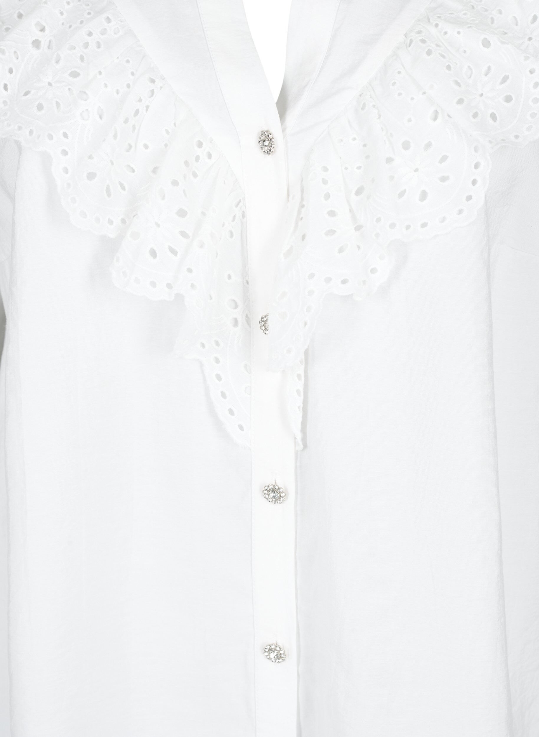 Zizzifashion Viscose shirt blouse with ruffles, Bright White, Packshot image number 2