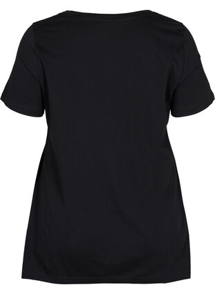 Short-sleeved cotton t-shirt with a-line, Black FIERCE, Packshot image number 1