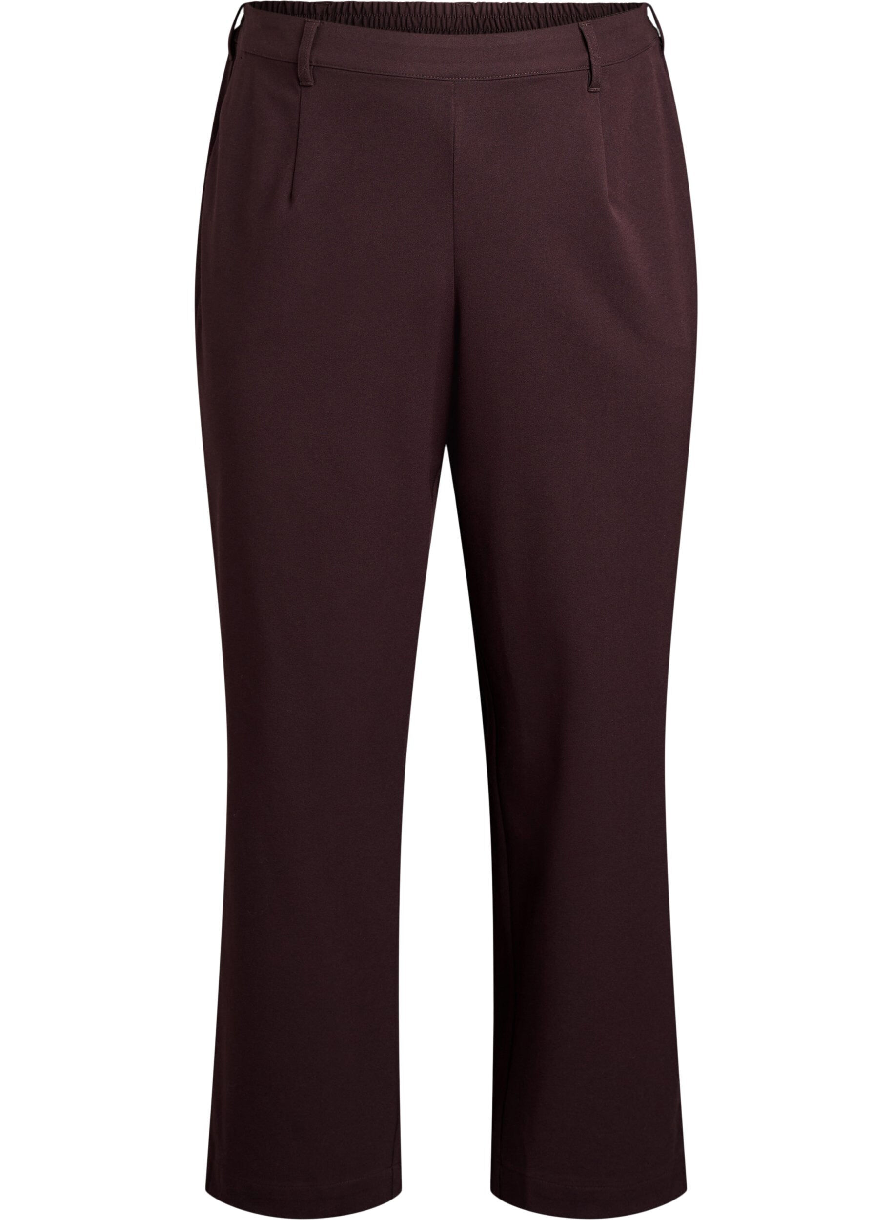 Trousers with high waist and elastic waistband at back
