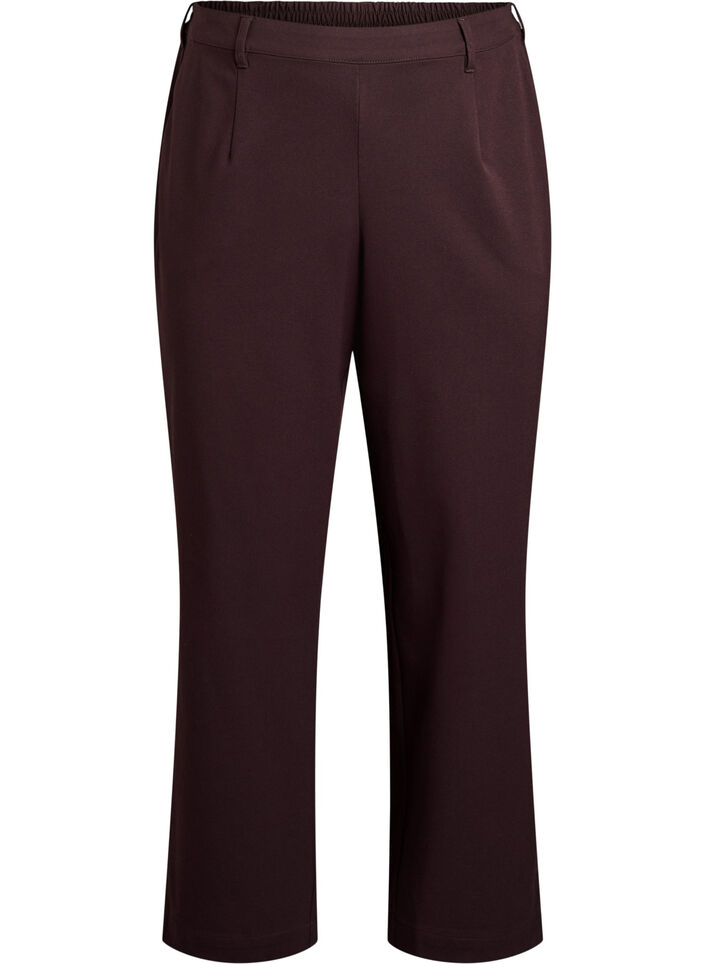 Trousers with high waist and elastic waistband at back, Brown, Packshot image number 0