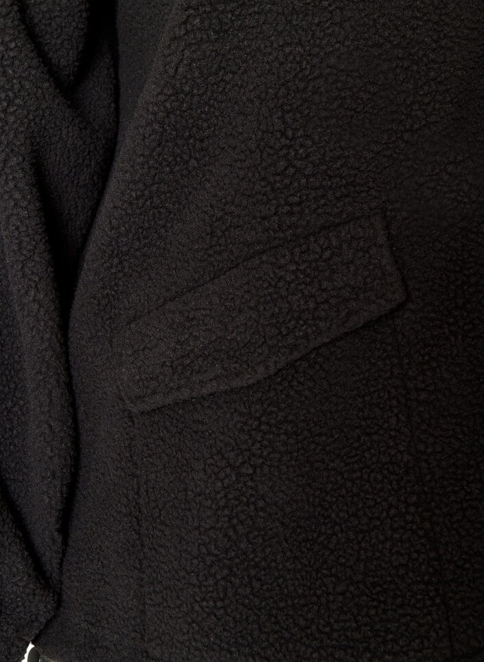 Teddy jacket with a hood and zipper, Black, Packshot image number 3