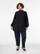 Viscose tunic with ruffles and buttons, Black, Model image number 1