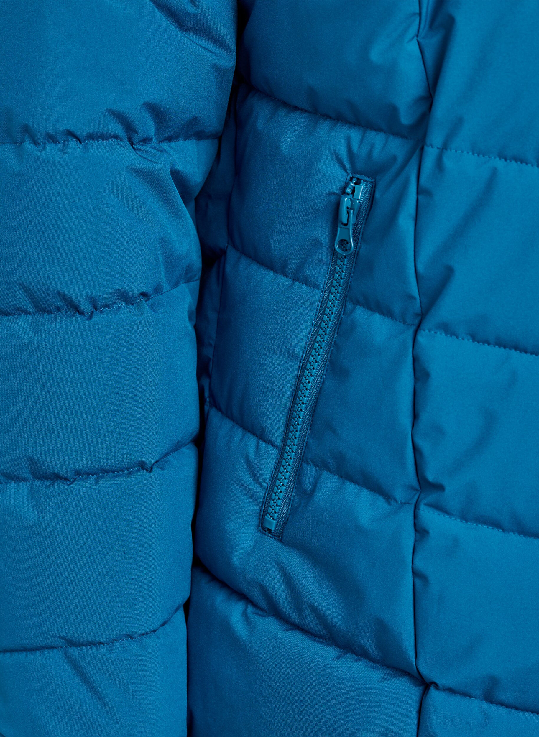 Zizzifashion Short puffer jacket with hood, Petrol, Packshot image number 3