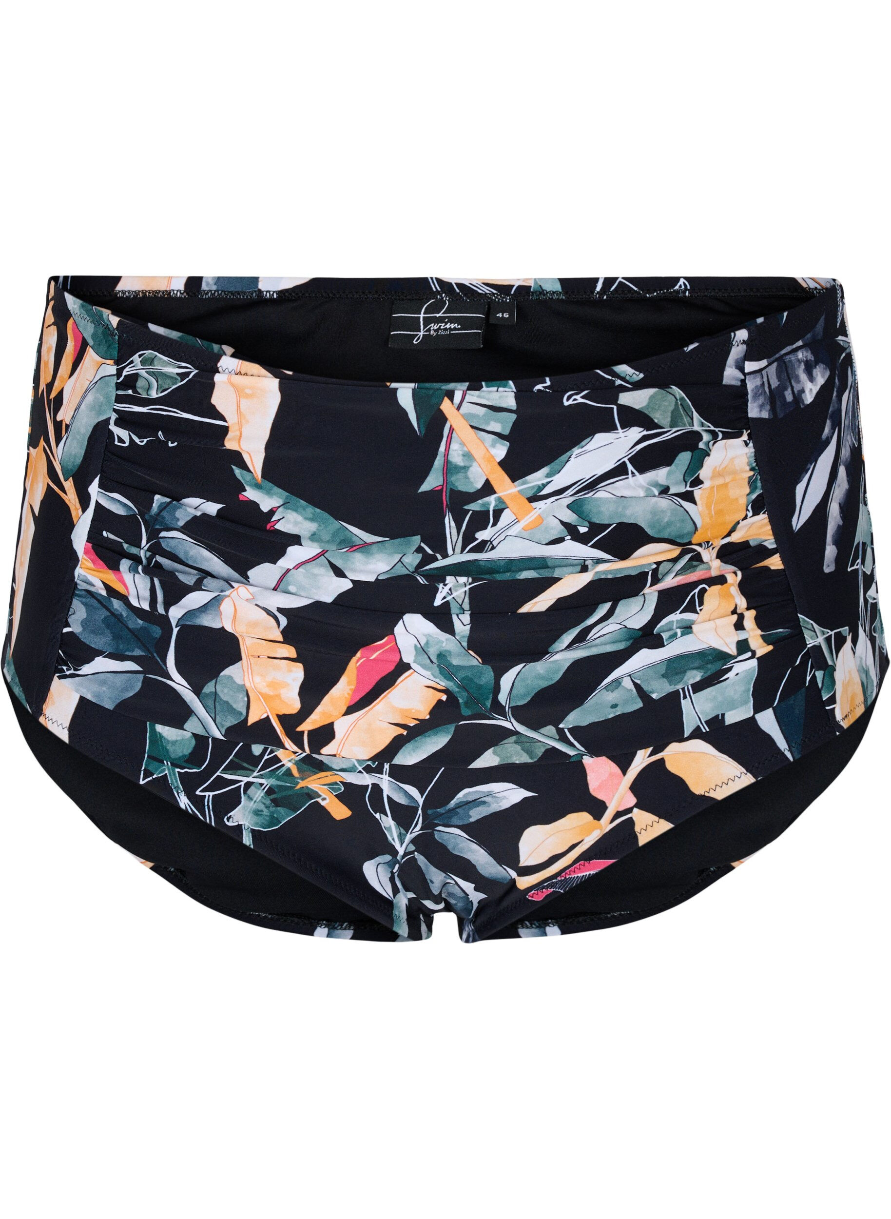 Zizzifashion Printed bikini bottoms with extra high waist, Leaf Print, Packshot image number 0