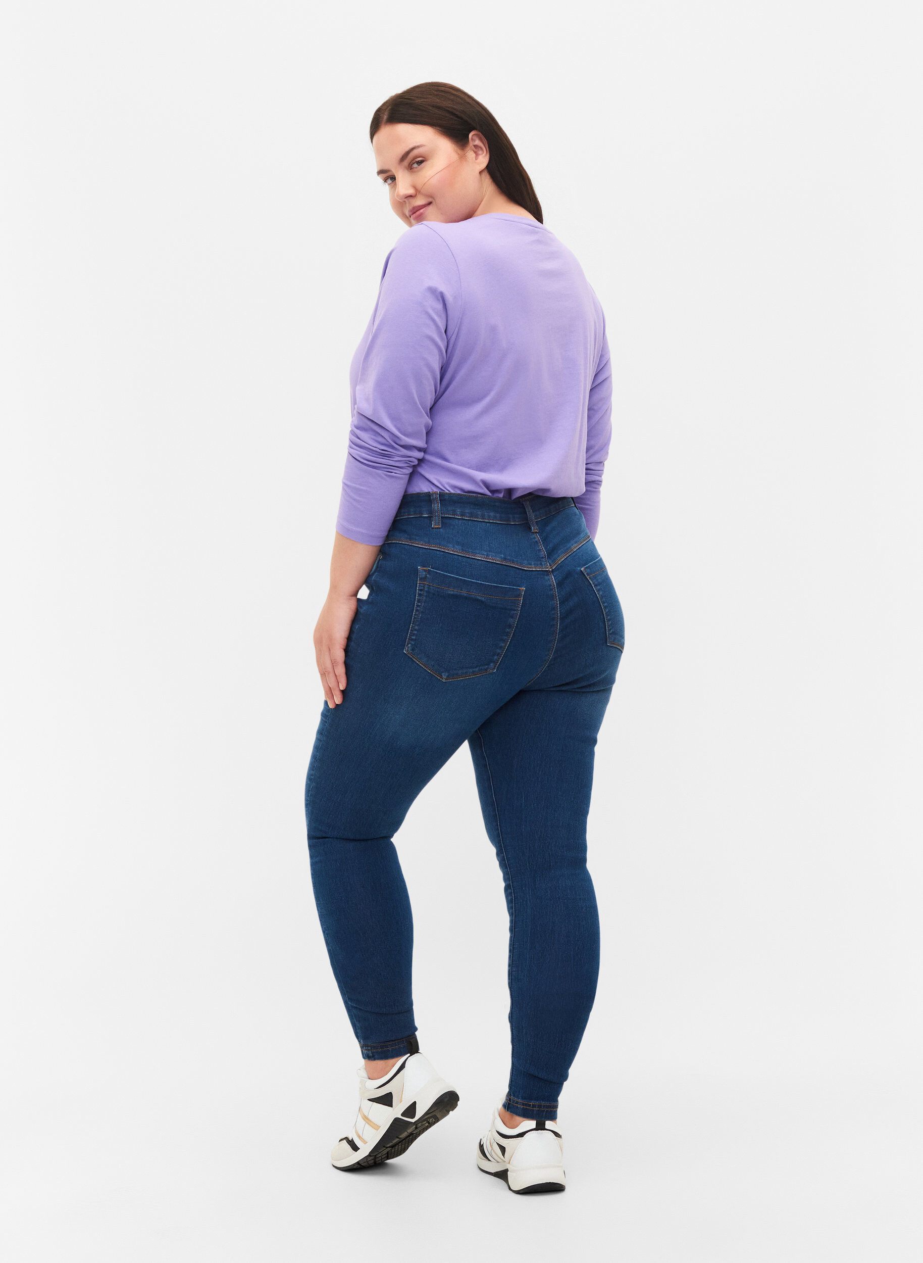 Zizzifashion Jeggings in cotton blend, Blue denim, Model image number 1