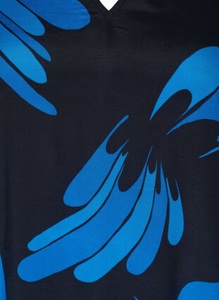 Printed viscose blouse with v-neckline, Dark Blue AOP, Packshot image number 2