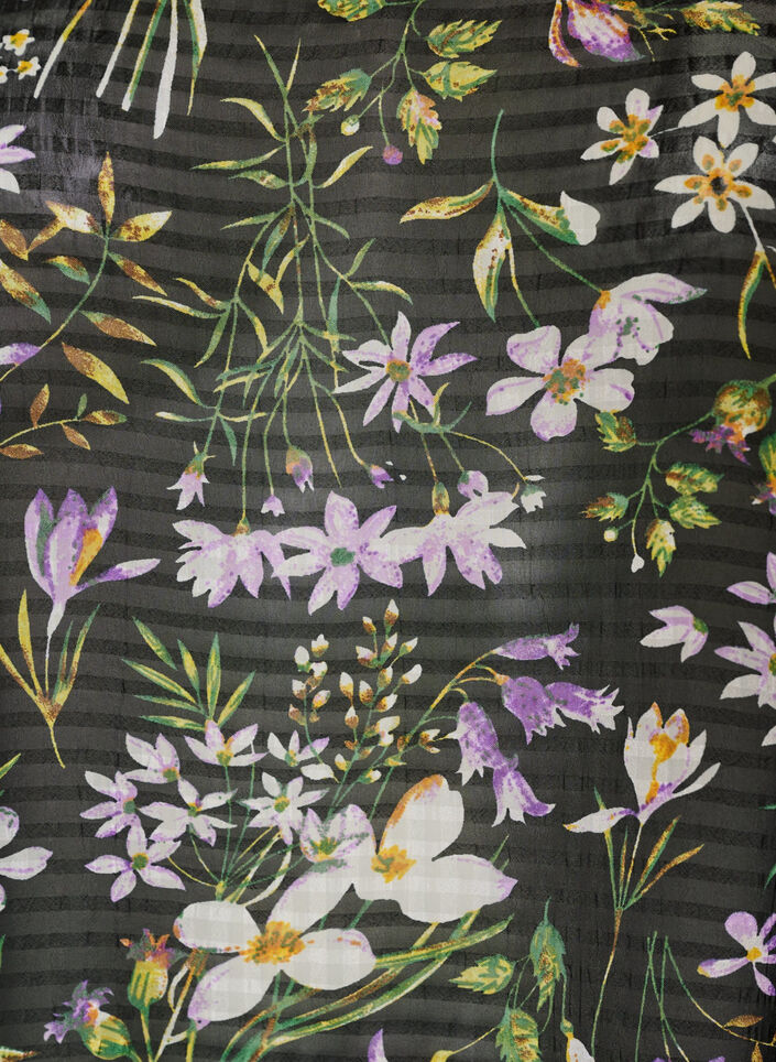 Blouse with floral print and V-neck, Black, Packshot image number 2