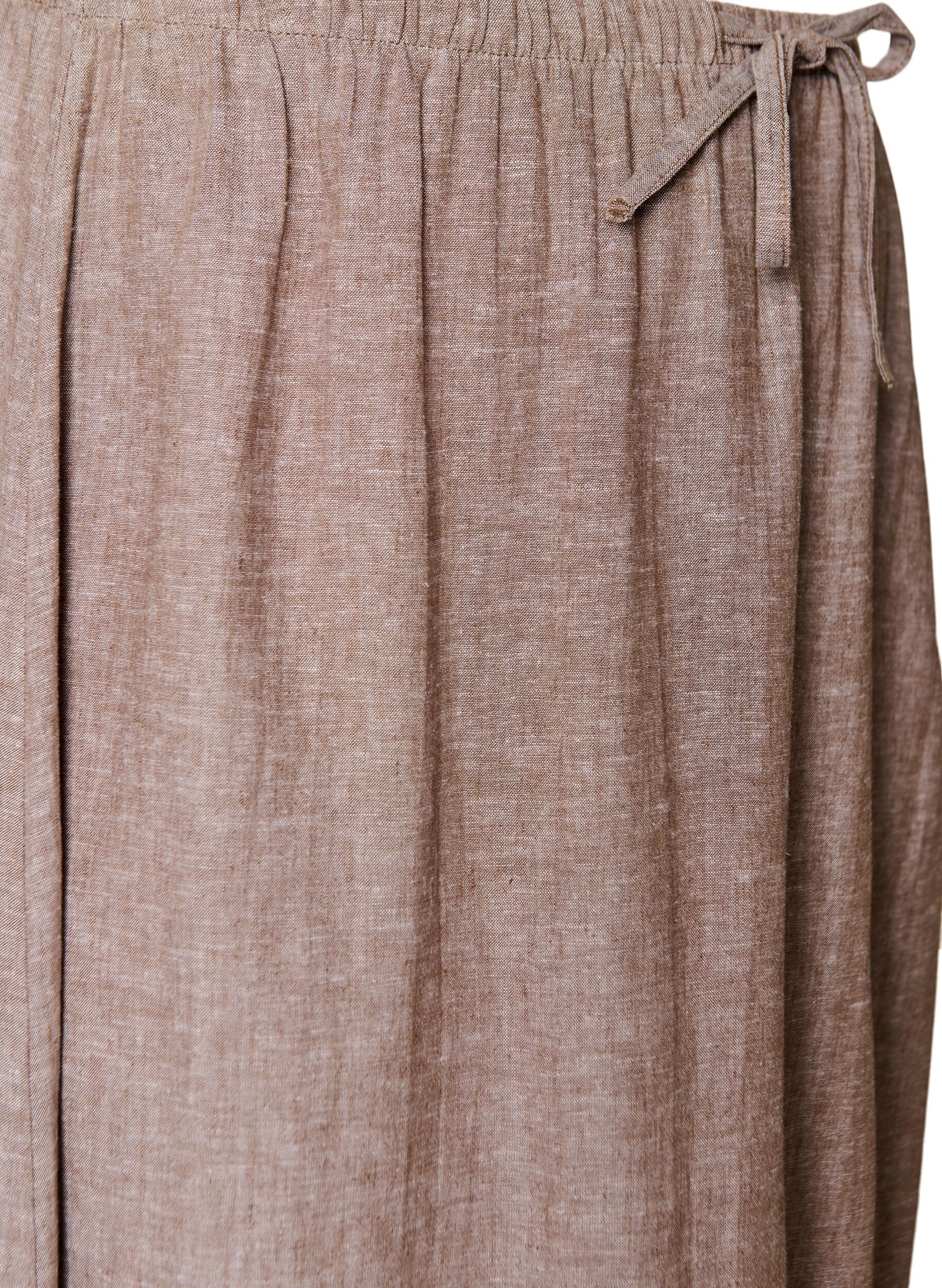 Zizzifashion A-line midi skirt in linen and viscose, Brown, Packshot image number 2
