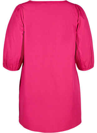 Cotton tunic with 2/4-length sleeves, Pink Peacock, Packshot image number 1