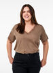 T-shirt with lace trim, Brown, Model image number 0