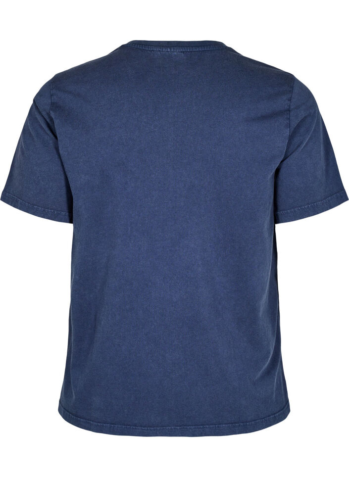T-shirt with eyelets and print, Navy Washed , Packshot image number 1