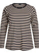 Striped blouse with long sleeves, Black, Packshot image number 0