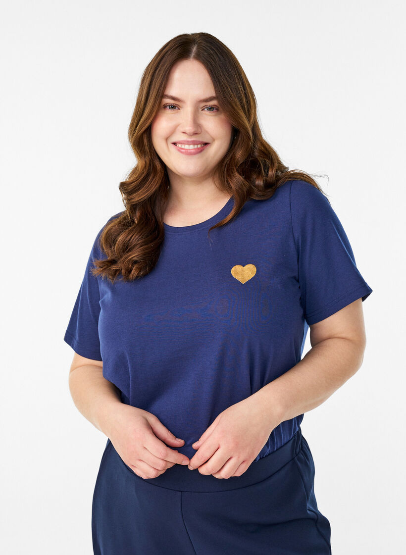 T-shirt with motif, Blue, Model image number 0