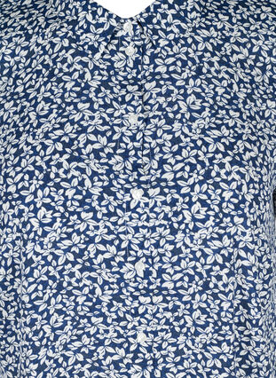 Short-sleeved viscose tunic with buttons, Petit Blue Flower, Packshot image number 2