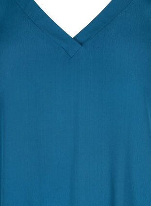 Short-sleeved viscose blouse with V-neckline, Poseidon, Packshot image number 2