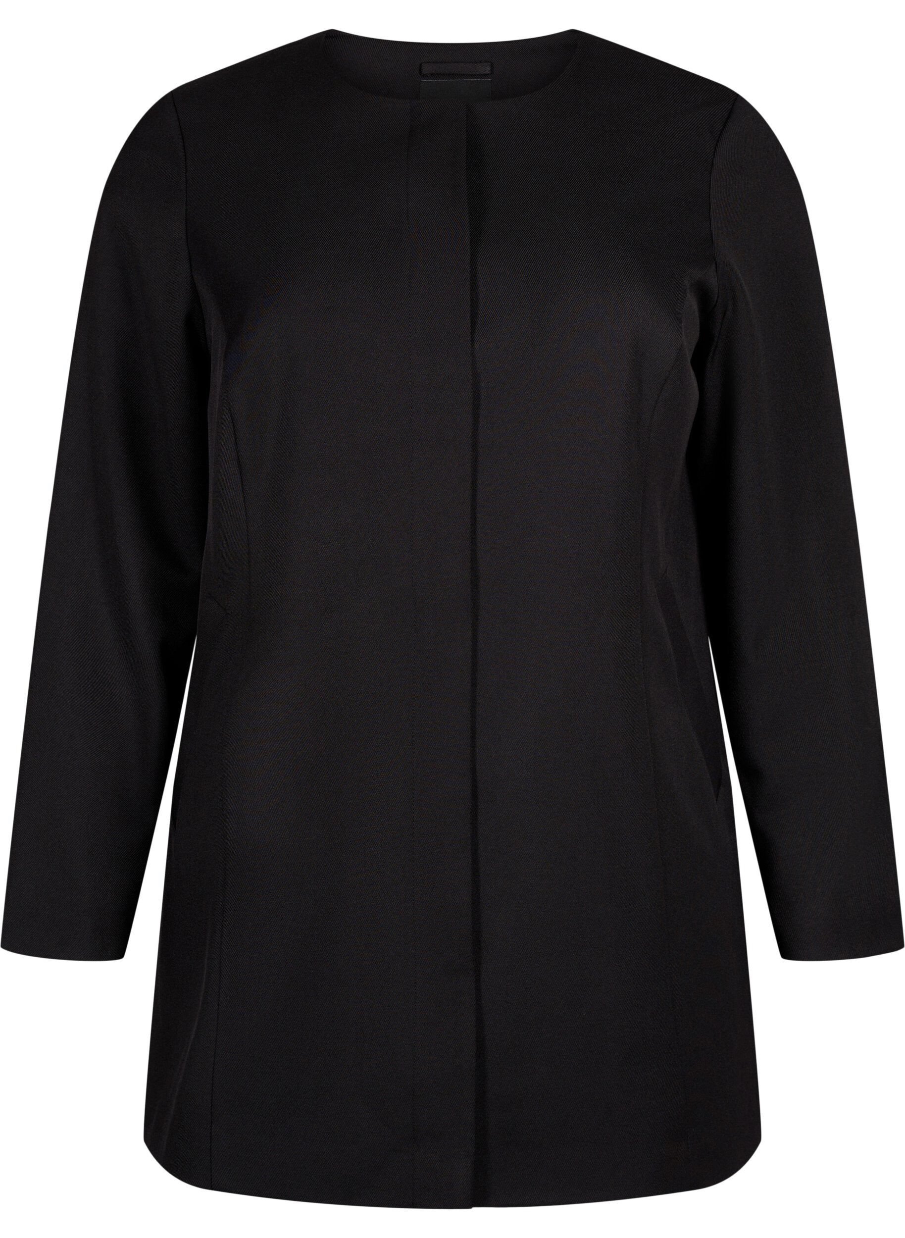 Zizzifashion Spring jacket with concealed button placket, Black, Packshot image number 0