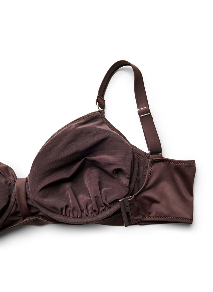 Underwire bikini bra with draping, Brown, Packshot image number 3