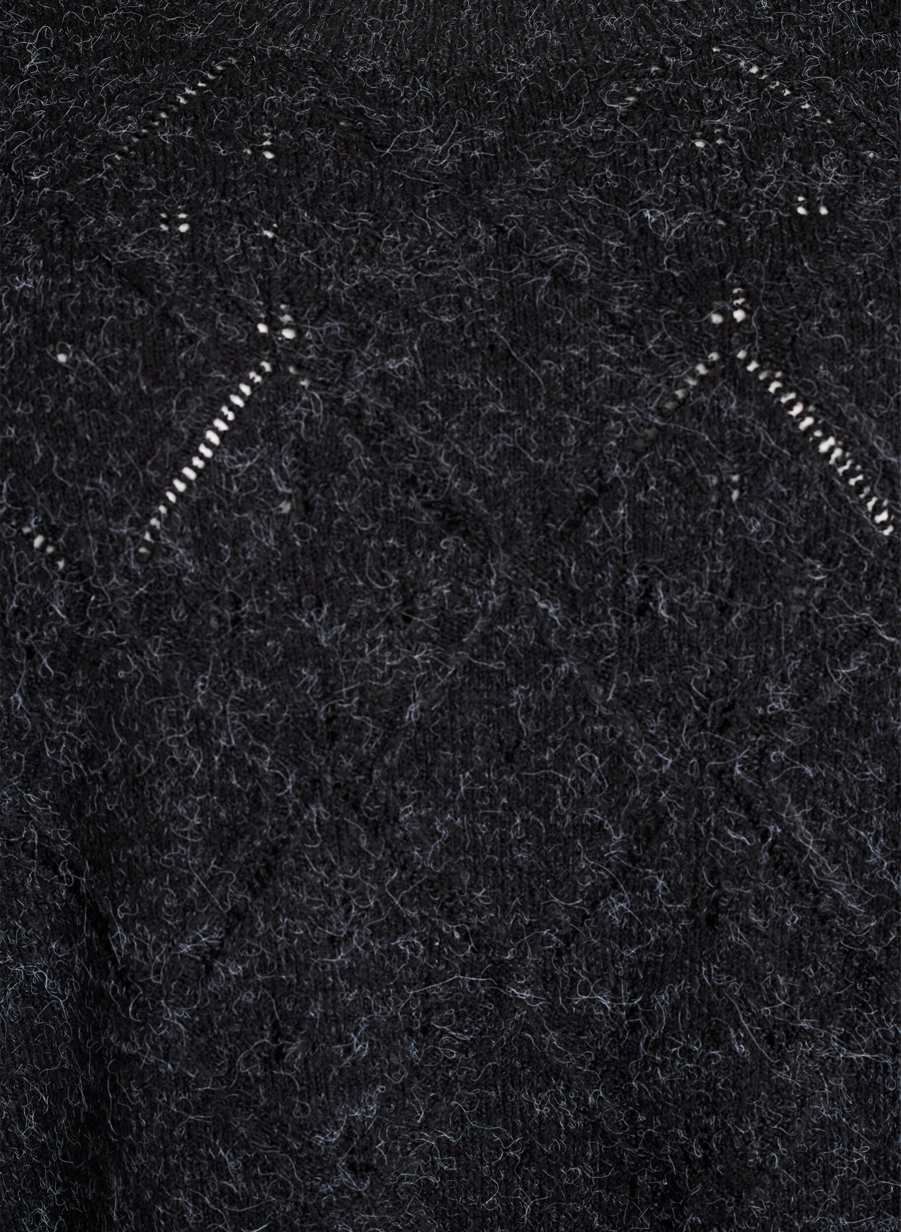 Zizzifashion Knitted top with openwork pattern and balloon sleeves, Dark Grey, Packshot image number 2