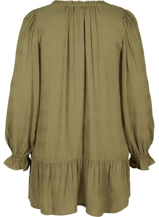 Viscose tunic with puff sleeves and a bow, Green ASS, Packshot image number 1