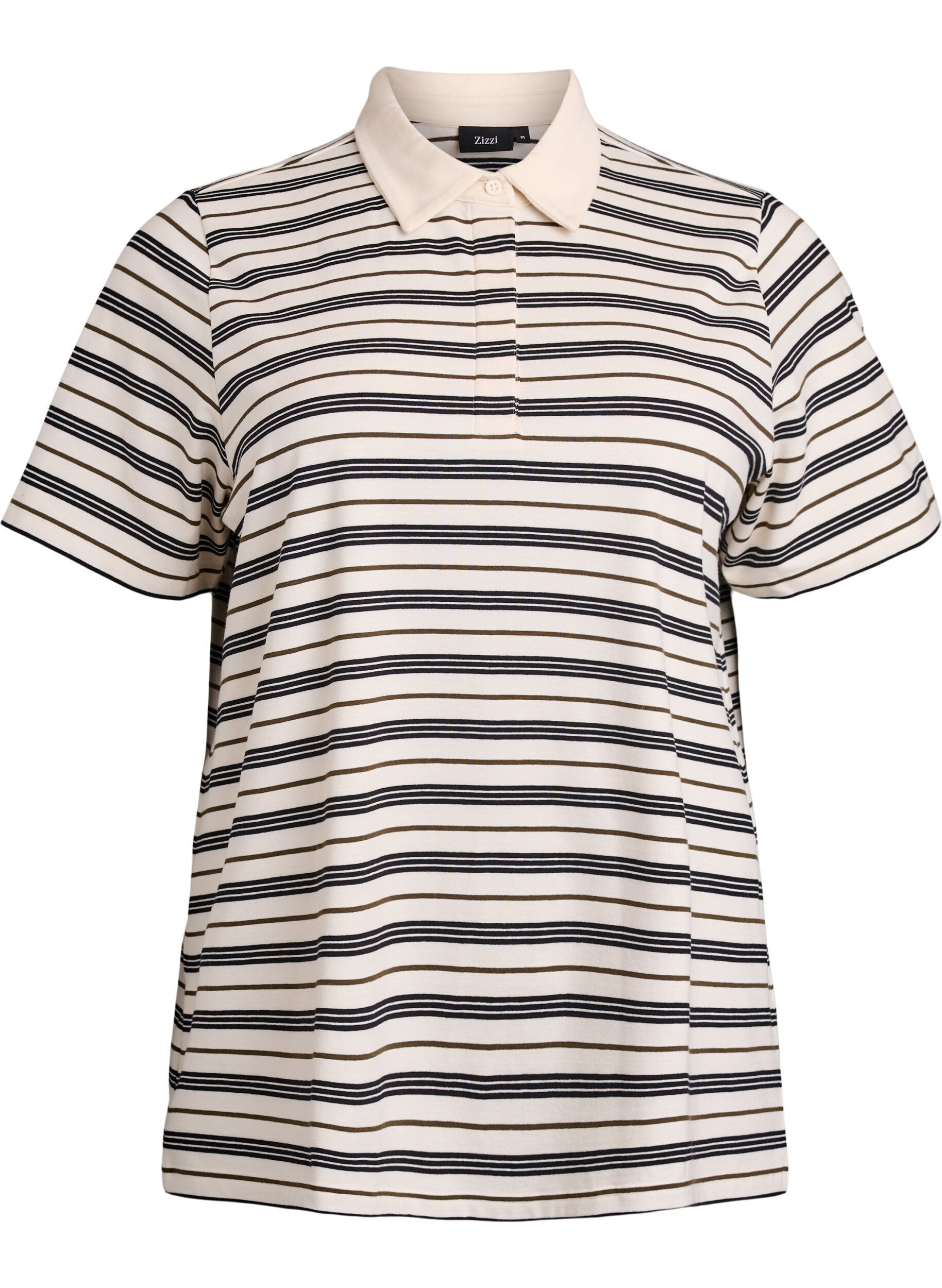 Striped polo shirt with short sleeves