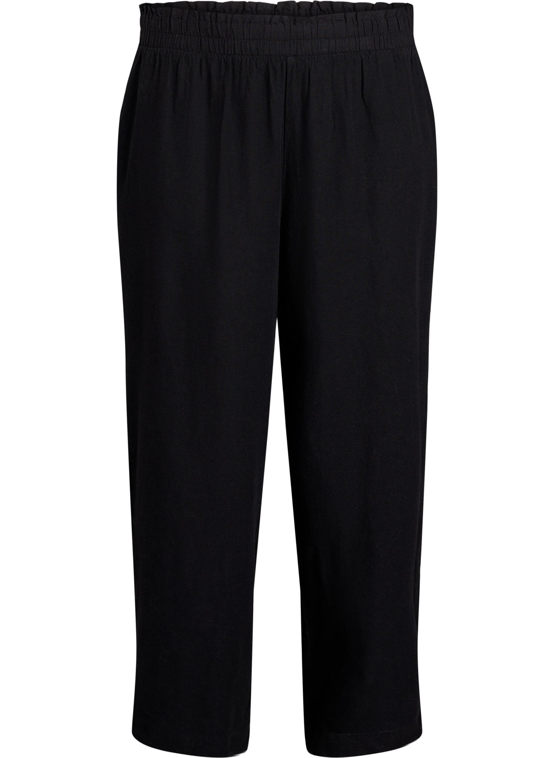 Zizzifashion Loose trousers in linen and viscose, Black, Packshot image number 0