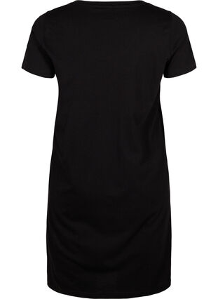 Cotton nightie with short sleeves, Black w. Self, Packshot image number 1