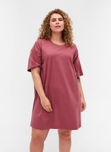 Long, short-sleeved T-shirt in cotton, Deco Rose, Model image number 0