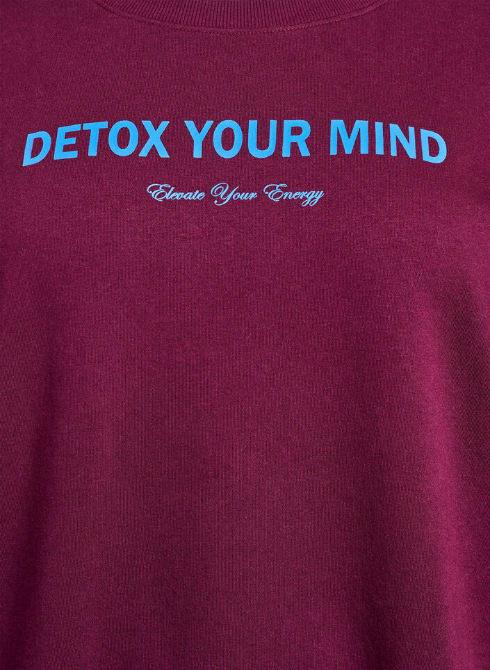 Sweatshirt with text print, Dark Bordeaux, Packshot image number 2