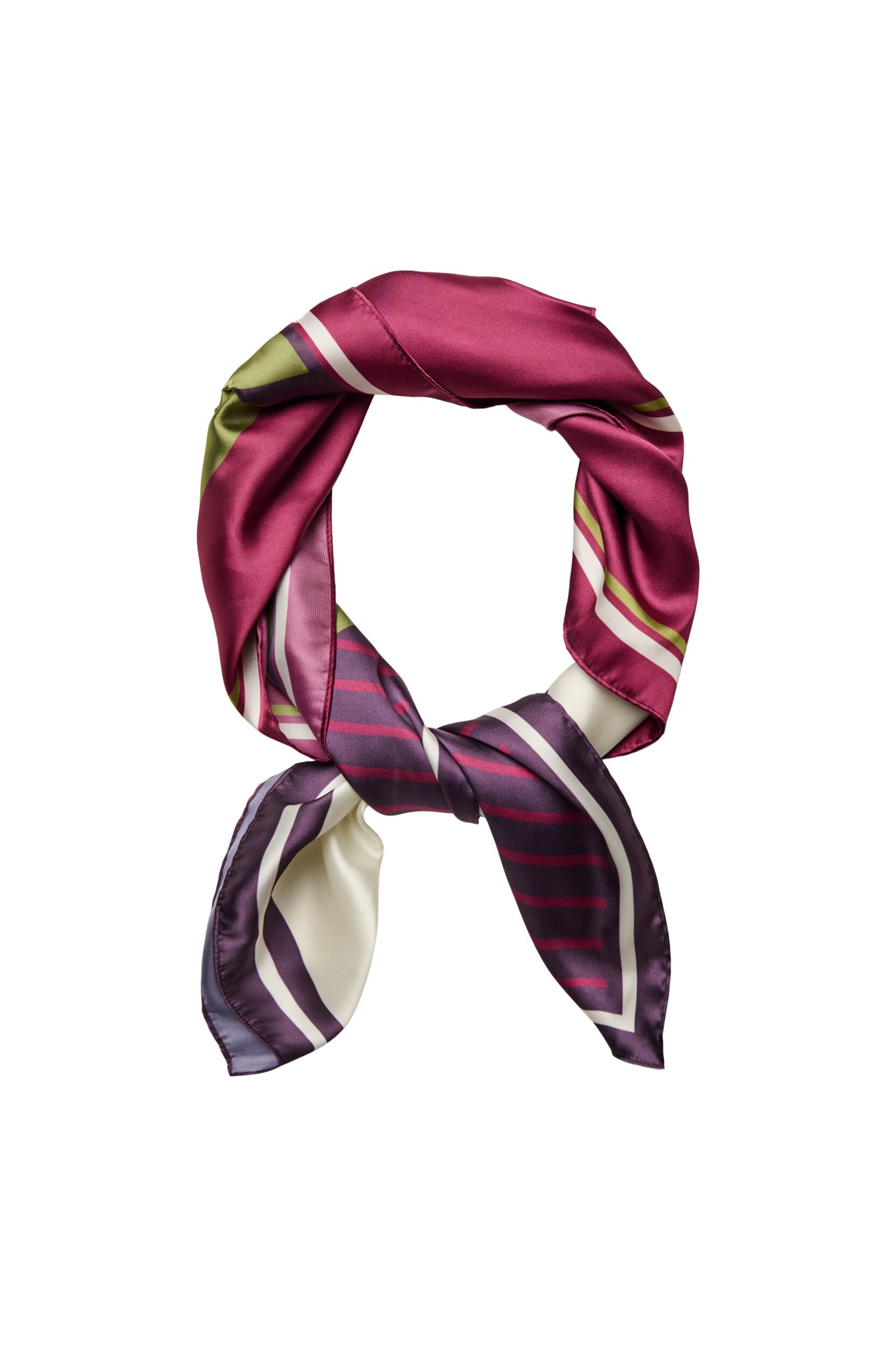 Square scarf in a satin-look with a patterned design