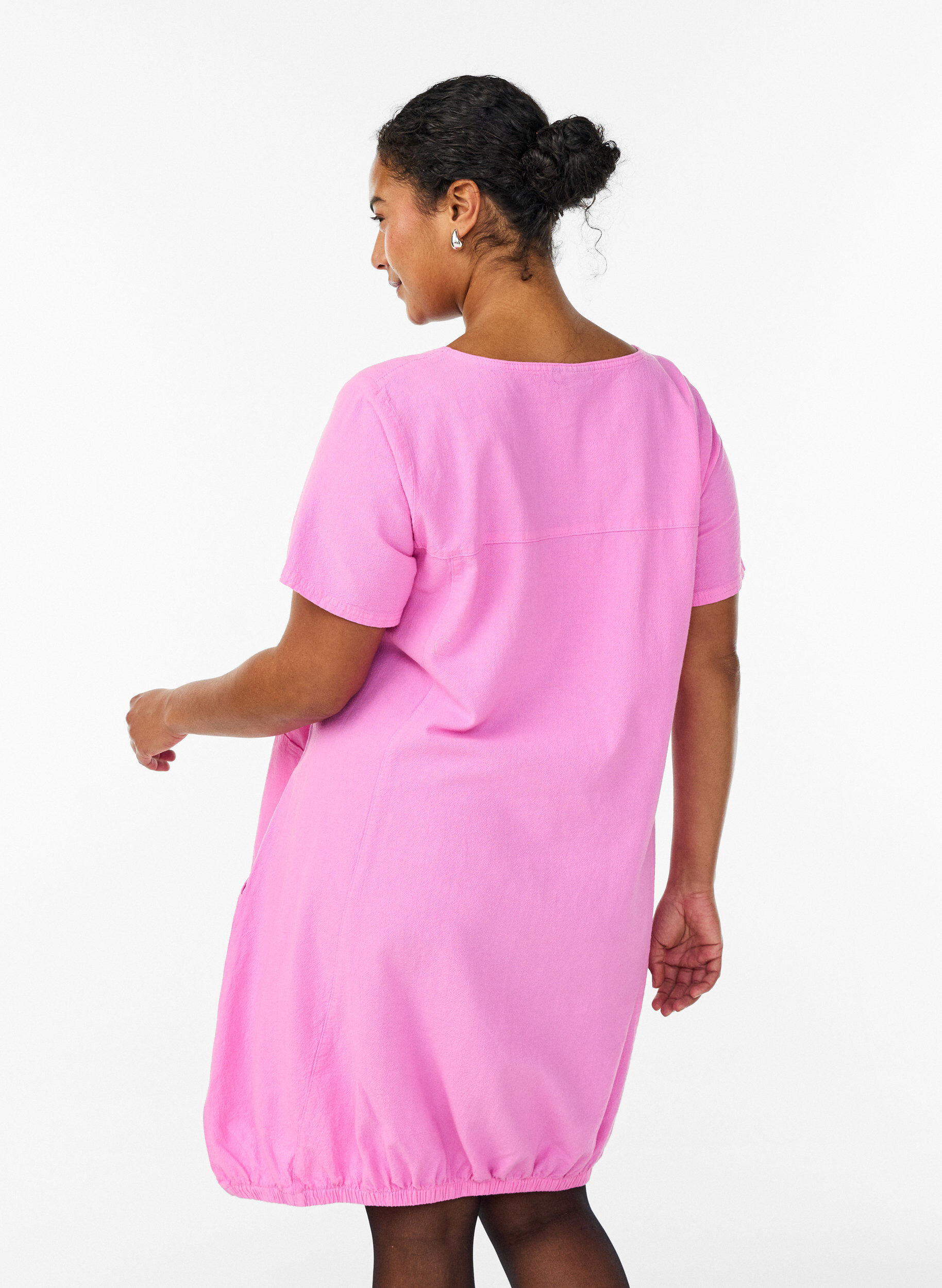 Zizzifashion Short sleeve cotton dress, Pink, Model image number 2