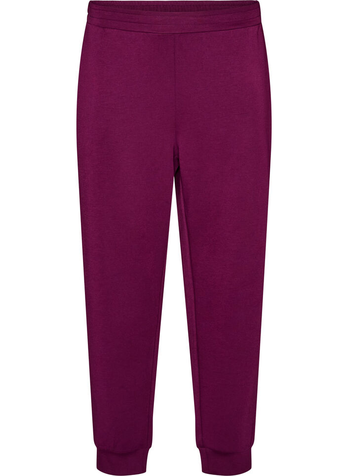 Jersey trousers with high waist and pockets, Purple, Packshot image number 0