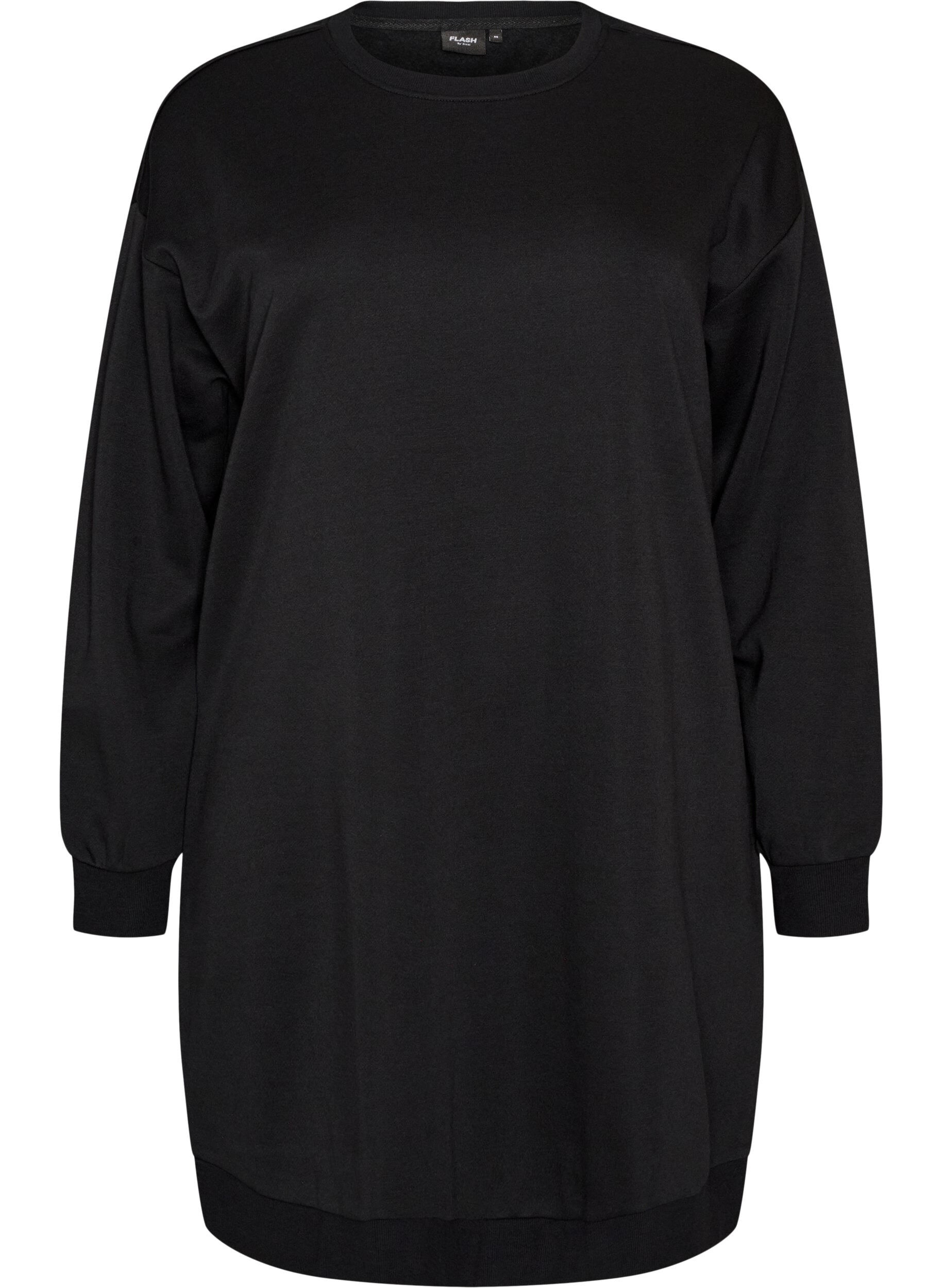 ZizzifashionLoose sweatshirt dress with pockets, Black, Packshot image number 0