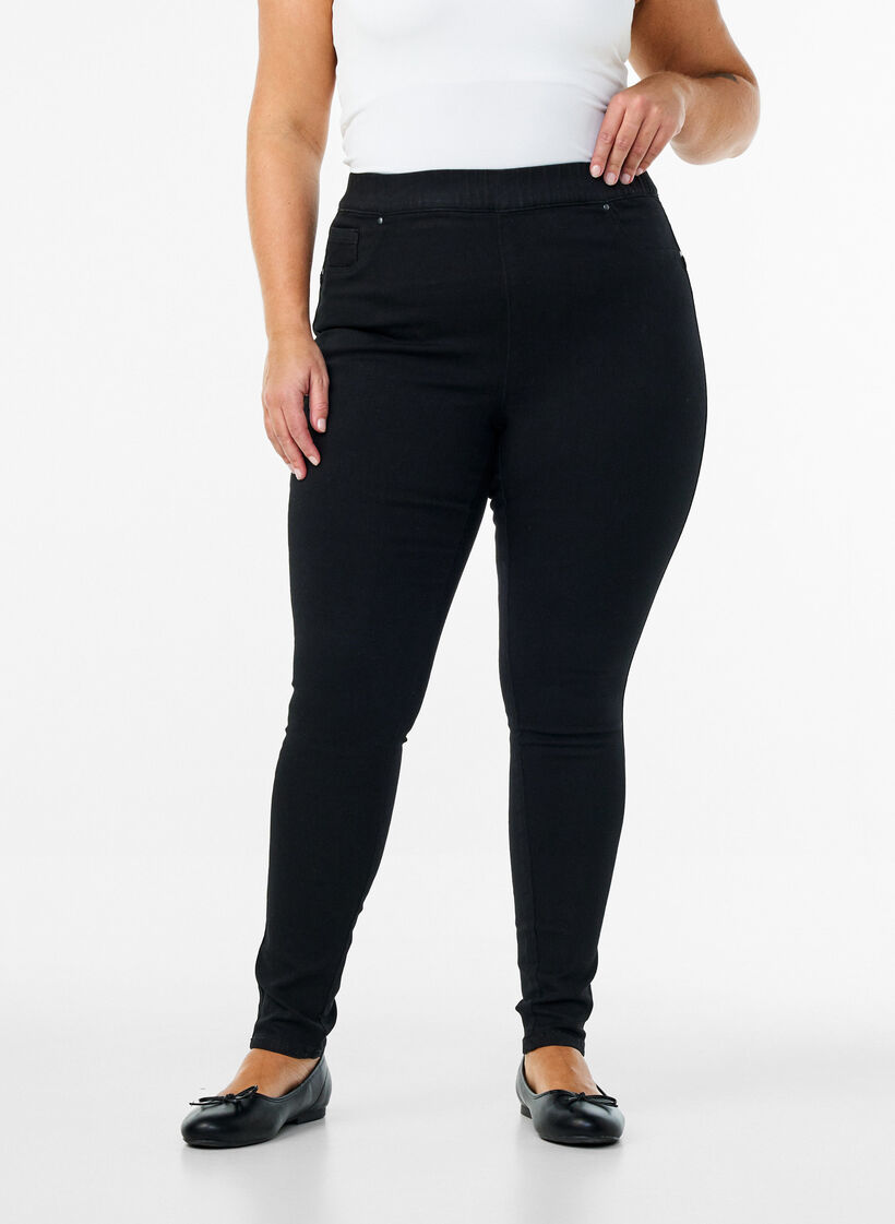High-waisted jeggings, Black, Model image number 2