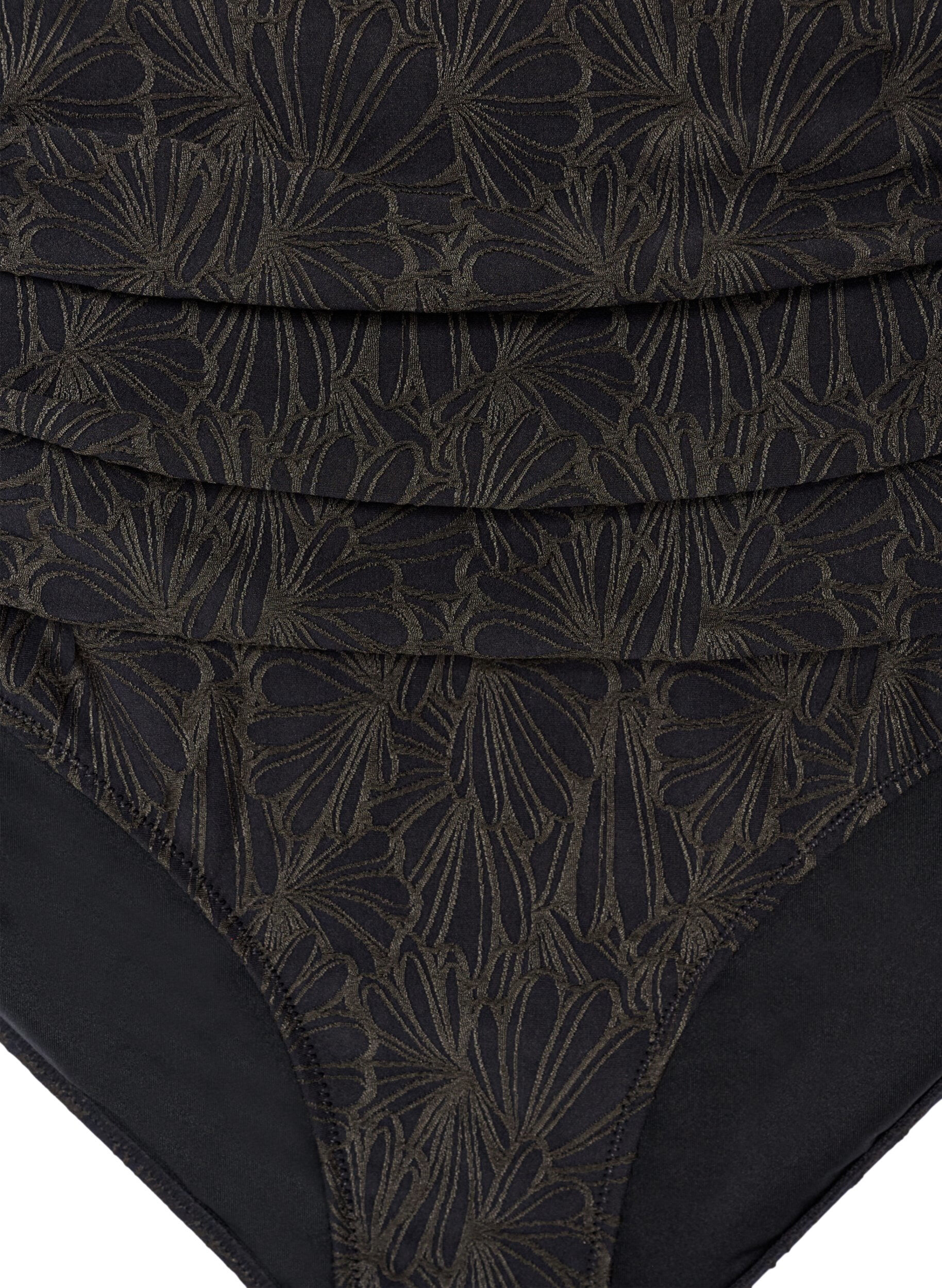 Zizzifashion High-waisted bikini bottoms with a structured pattern, Dark Grey, Packshot image number 2
