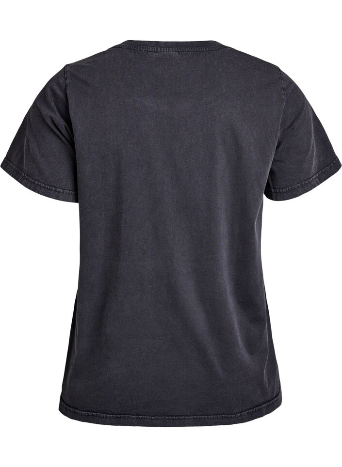 Organic cotton t-shirt with print, Dark Grey, Packshot