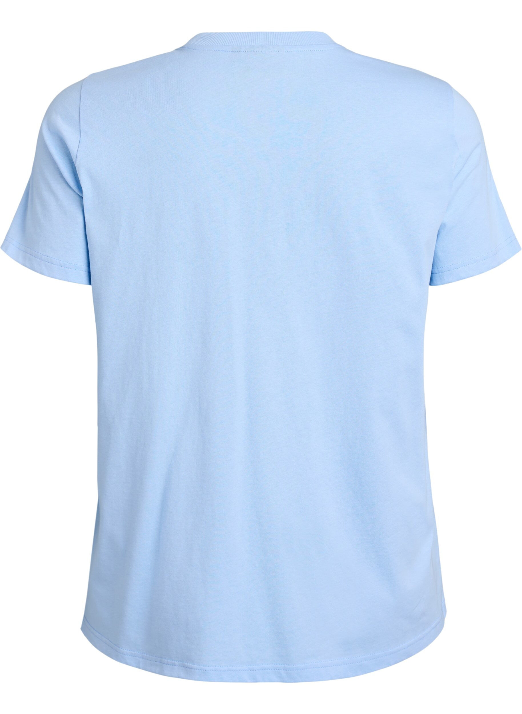 ZizzifashionBasic cotton T-shirt with round neck, Blue, Packshot image number 1