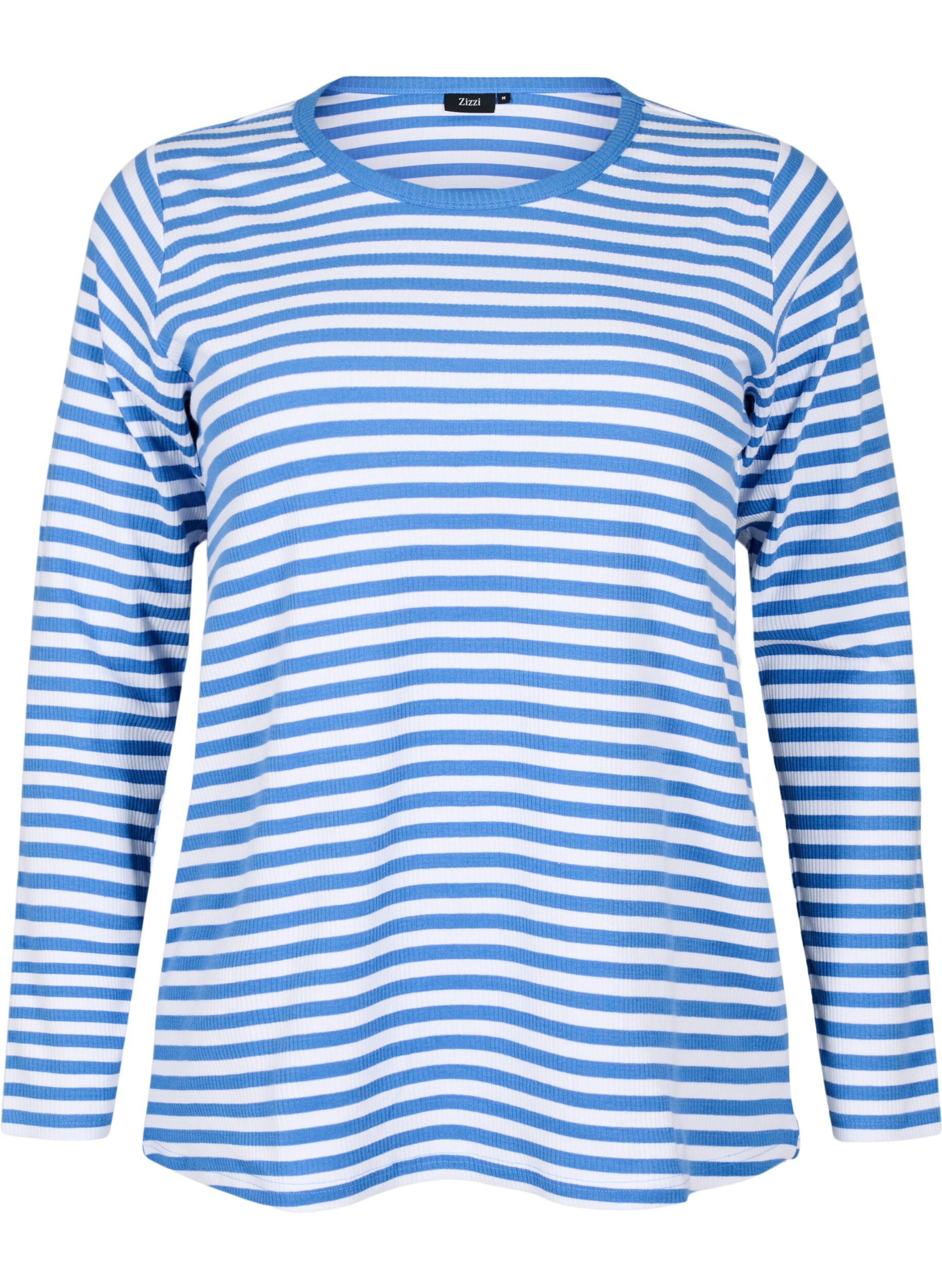 Zizzifashion Striped blouse with long sleeves, Blue, Packshot image number 0