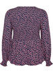 Blouse with smocked top and floral print, Blue, Packshot image number 1
